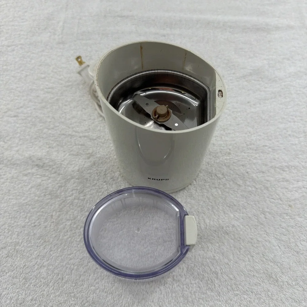 Krups 203 One Touch Coffee Bean Spice Mill Grinder White Tested